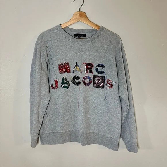 Marc Jacobs Gray Crewneck Sweater with Graphic Design - Picture 4 of 12